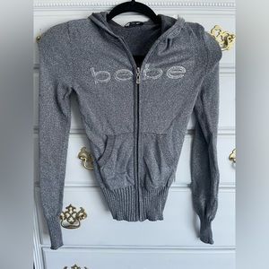 Bebe extra small charcoal sparkle zip up.